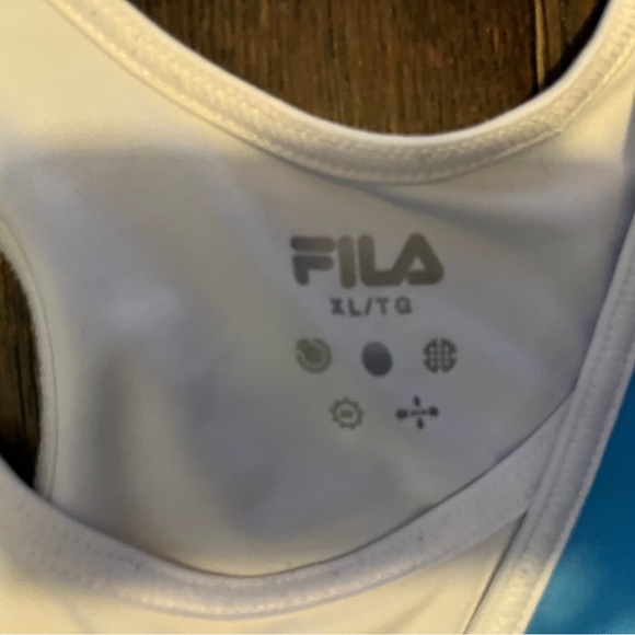 (5 for $15) FILA F-5 Sports Bra Blue with White Border Sports Keyhole Back - Picture 2 of 6